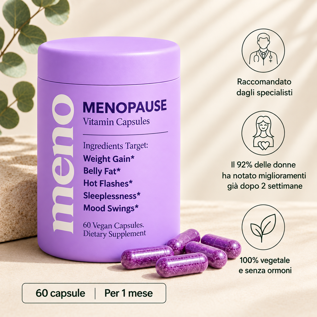 Integratore Menopausa e Perimenopausa – Capsule Vegane – Hanna MenoPause